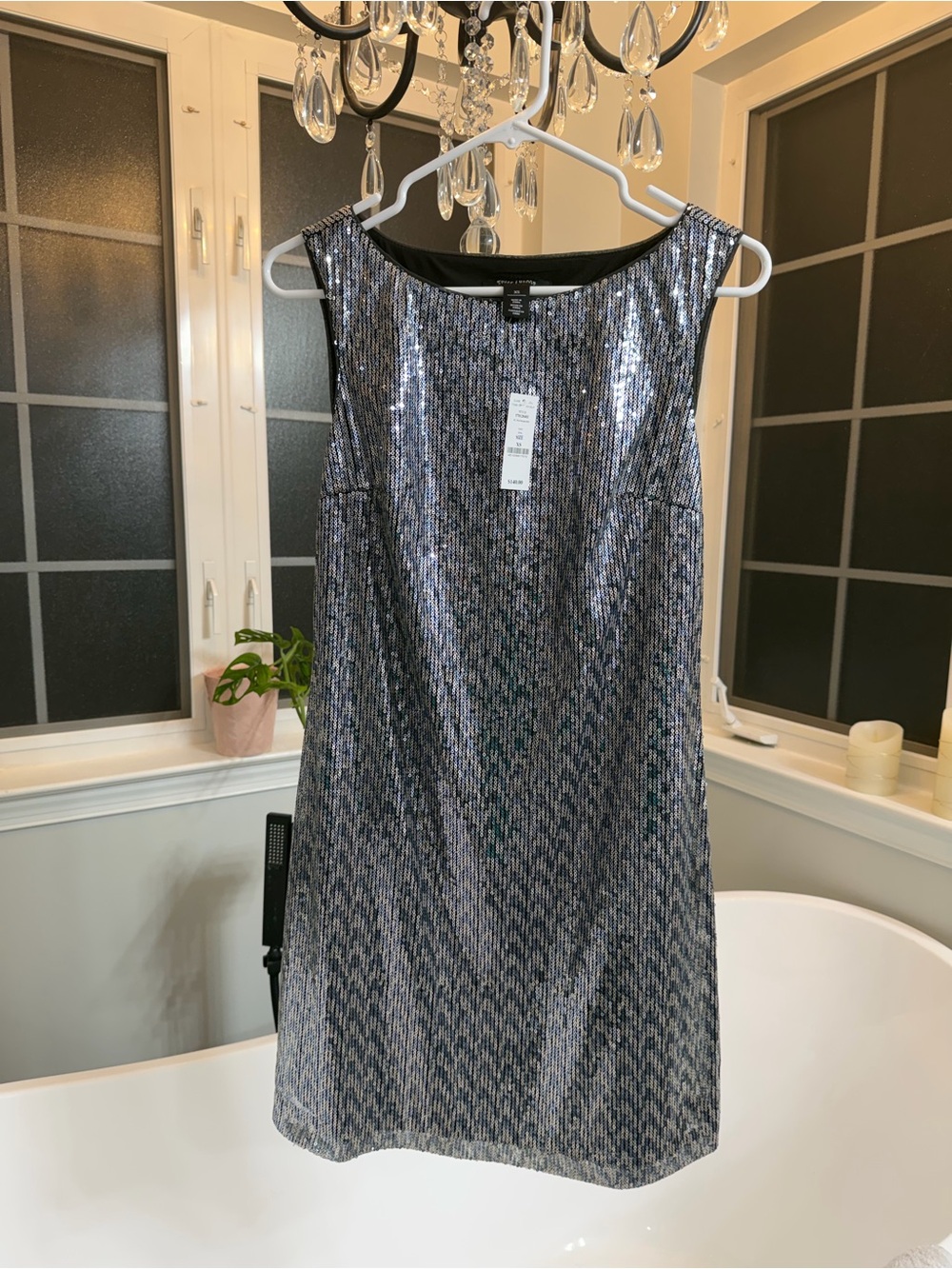 WHBM Silver Sequin Shift Dress